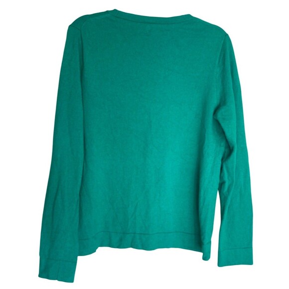 J.Crew Teddie Emerald Green Long Sleeve Merino Wool Cotton Blend Crewneck L - Picture 2 of 6